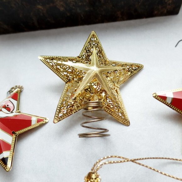 Metal Santa Star Tree Ornaments 13 PC - Picture 4 of 8